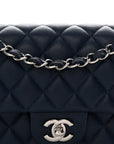 Caviar Quilted Small Double Flap Blue