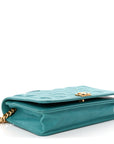 Caviar Quilted Boy Wallet On Chain WOC Light Blue