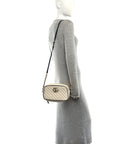 Vintage Effect Calfskin Matelasse Diagonal Small Torchon GG Marmont Chain Shoulder Bag Mystic White Blue Agata