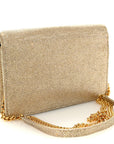 Metallic Canvas Woven Small Classic Monogram Kate Tassel Chain Wallet Gold