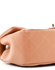 Lambskin Quilted Mini Rectangular Flap Brown