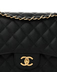 Caviar Quilted Jumbo Double Flap Black