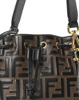 Vitello Liberty F is FNDI Bi-Color FF 1974 Embossed Mini Mon Tresor Bucket Bag Maya Black