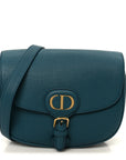 Grained Calfskin Medium Bobby Flap Steel Blue
