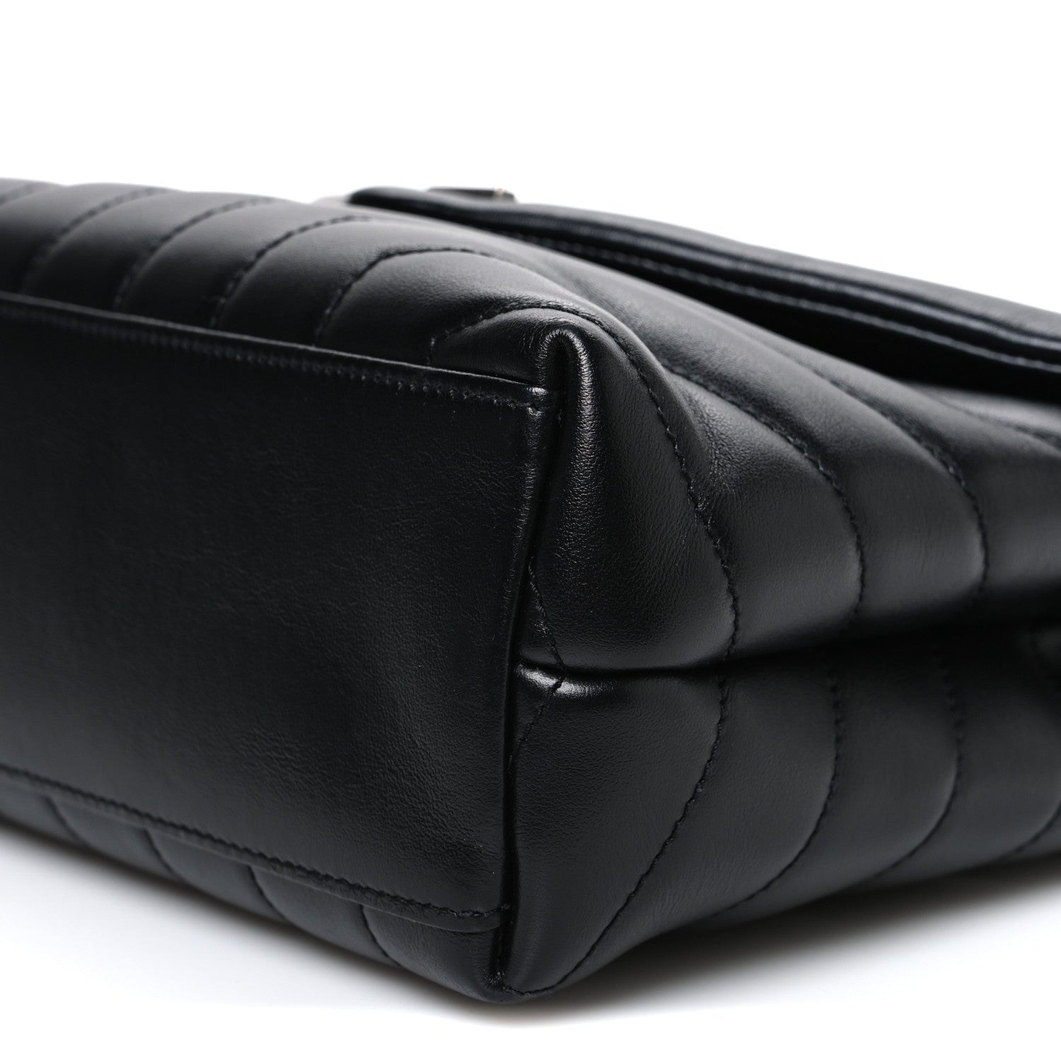 Calfskin Y Quilted Monogram Small Loulou Chain Satchel Black