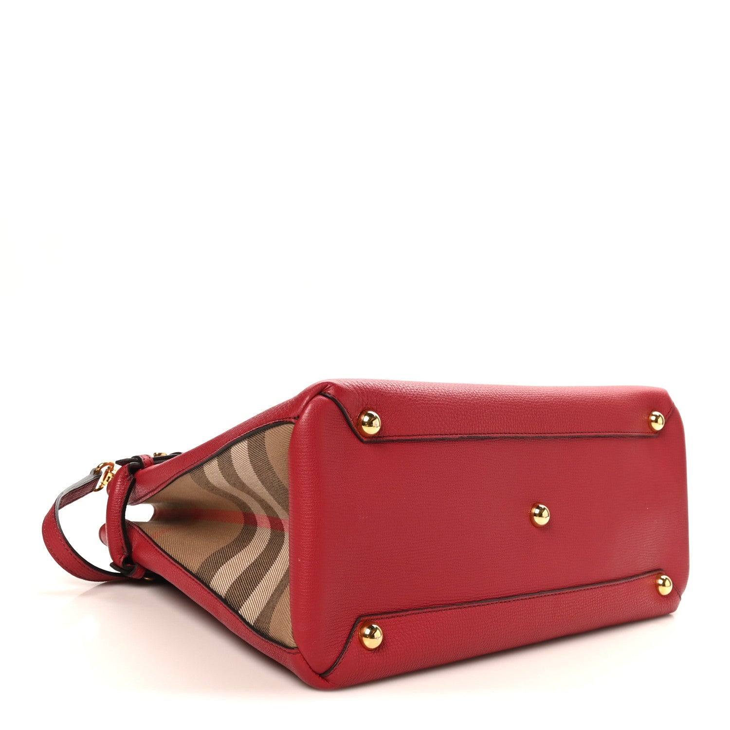 Derby Calfskin House Check Medium Banner Tote Russet Red
