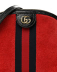 Suede Patent Web GG Small Ophidia Dome Shoulder Bag Hibiscus Red