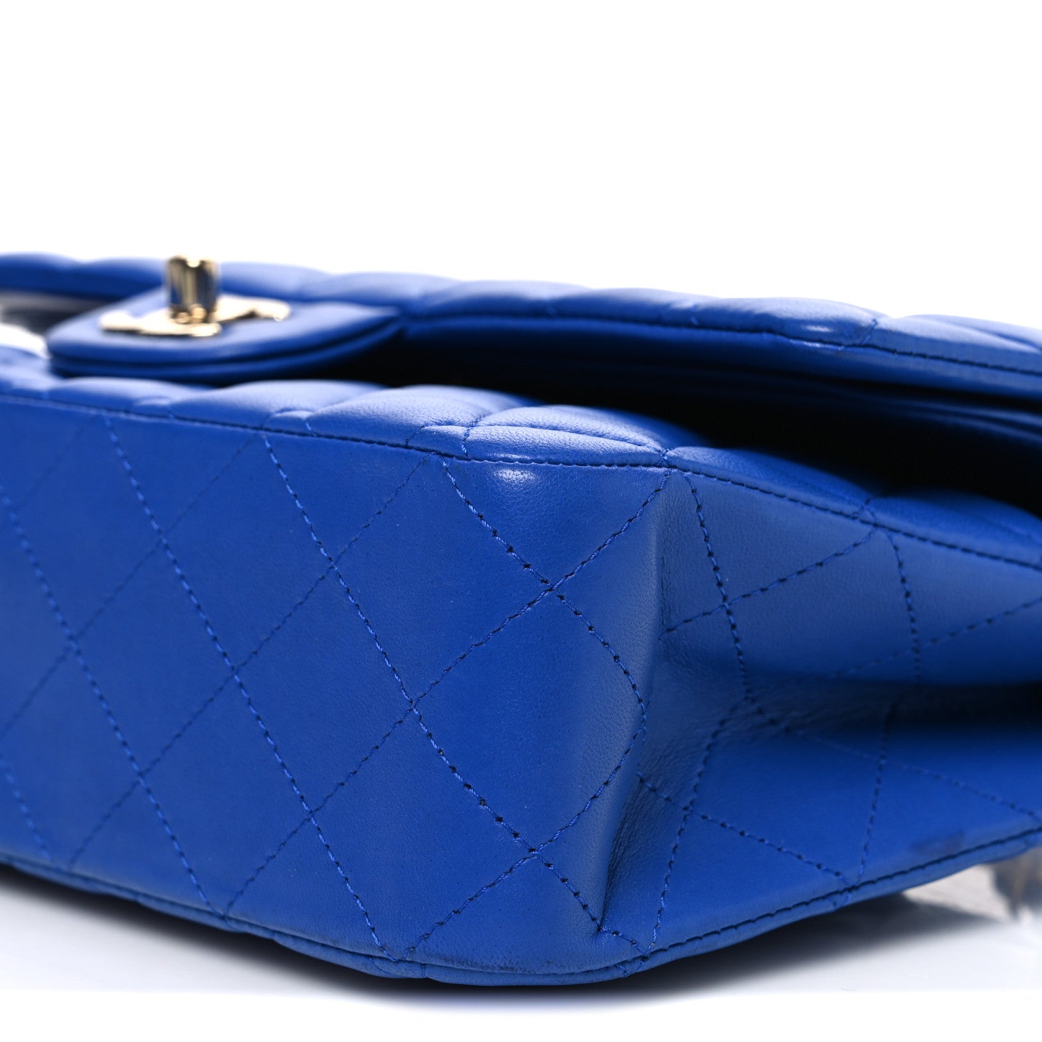Lambskin Quilted Medium Double Flap Blue