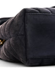 Suede Calfskin Y Quilted Monogram Small Loulou Chain Satchel Deep Marine