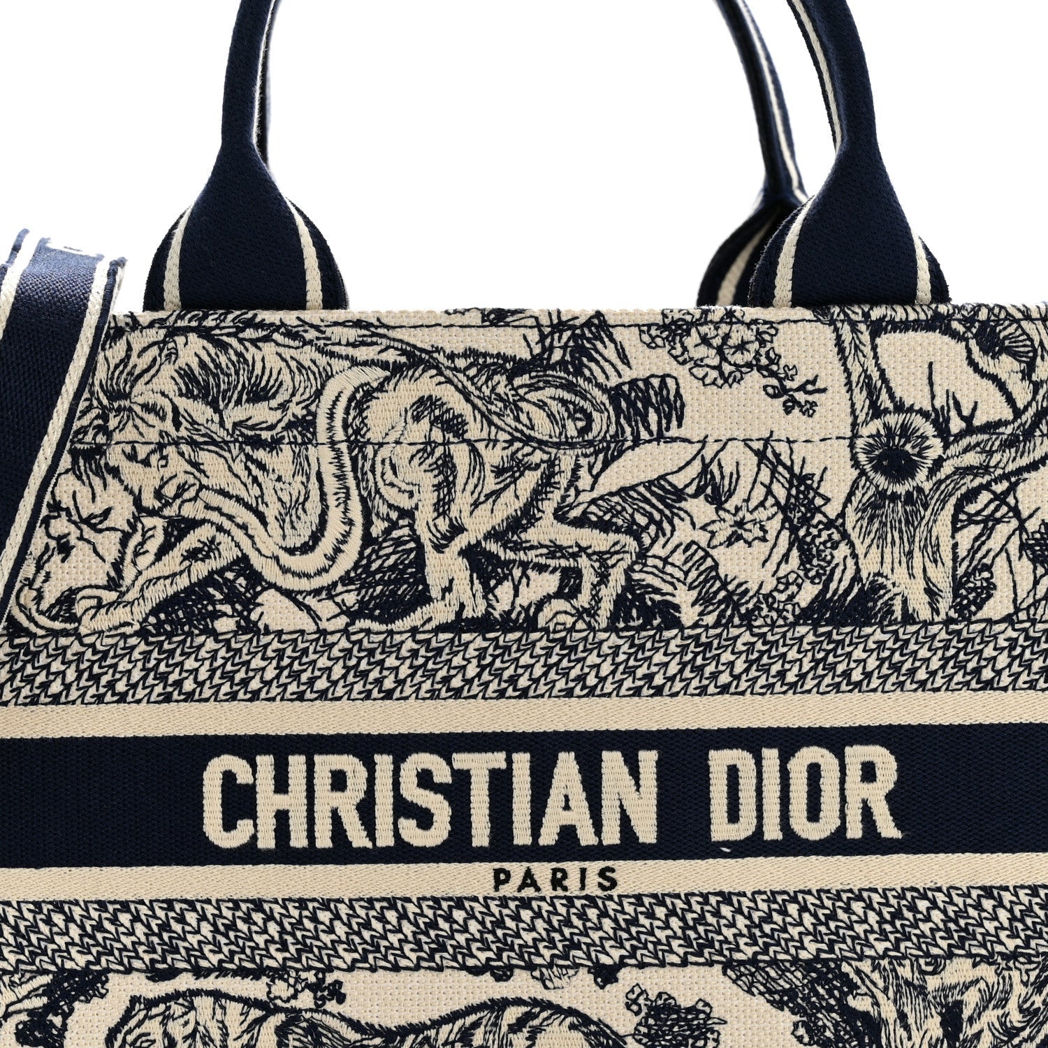 Calfskin D1ORiviera Toile De Jouy Small Book Tote With Strap Blue Multicolor