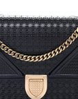 Metallic Patent Micro-Cannage Baby D1ORama Flap Bag Navy Blue