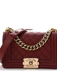 Lambskin Quilted Small Boy Flap Burgundy