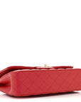 Iridescent Caviar Quilted Medium Double Flap Red