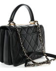 Lambskin Quilted Small Trendy CC Dual Handle Flap Bag Black
