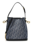 Denim Jacquard Oblique C'est D1OR Bucket Bag Blue