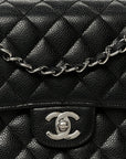 Caviar Quilted Medium Double Flap Black