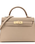 Chevre Mysore Horseshoe Mini Kelly Sellier 20 Gris Tourterelle Rose Mexico