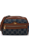New Denim GG Monogram Dollar Calfskin Mini Ophidia Shoulder Bag Blue Tea Cuir Epilog