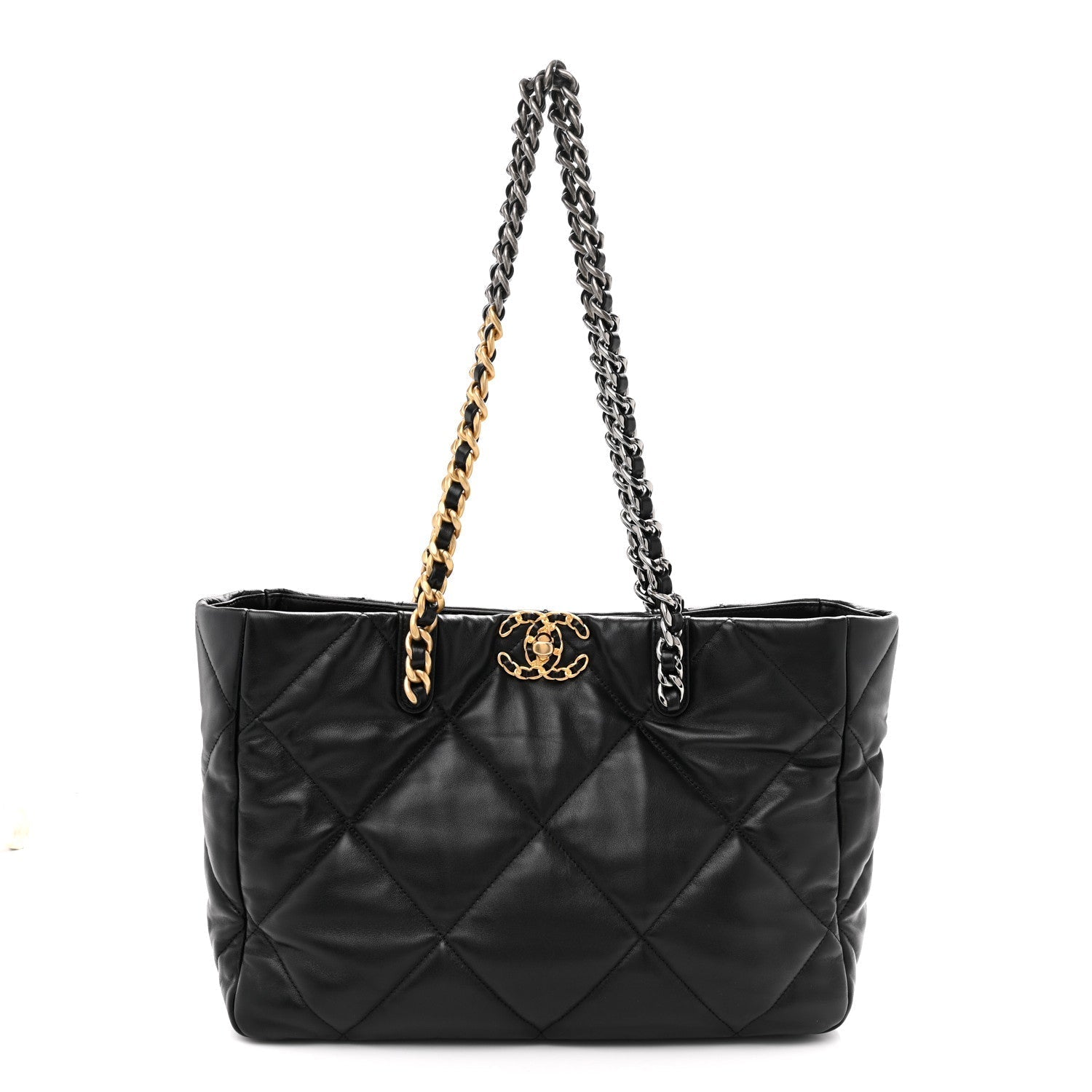 Lambskin Quilted CHNL 19 East West Shopping Bag Black