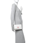 Caviar Quilted CHNL 19 Wallet On Chain WOC White Pink