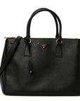 Saffiano Lux Large Galleria Double Zip Tote Black