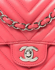 Lambskin Chevron Quilted Mini Square Flap Pink