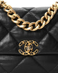 Goatskin Quilted Large CHNL 19 Flap Black