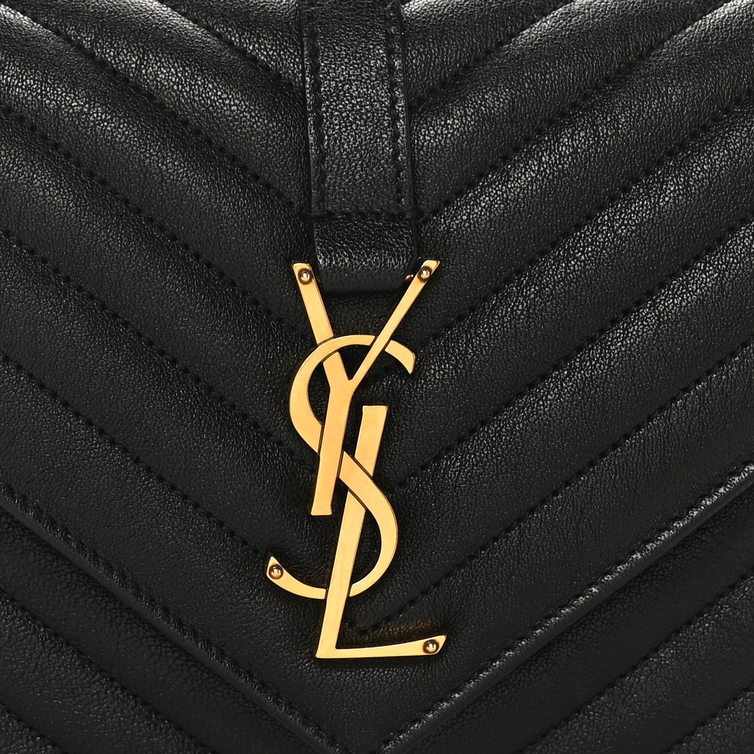 Sheepskin Matelasse Chevron Monogram Medium College Bag Black
