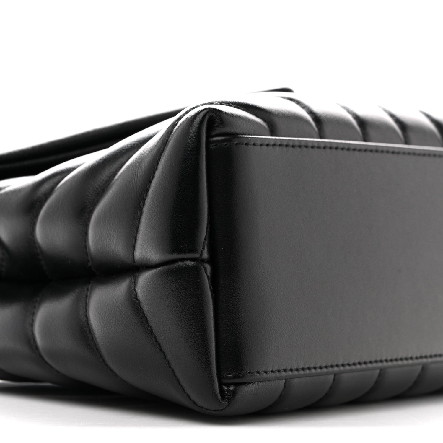 Calfskin Y Quilted Monogram Monochrome Small Loulou Chain Satchel Black