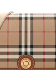 Coated Canvas Calfskin Vintage Check Medium Note Crossbody Bag Briar Brown