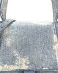 Nappa Denim Printed Hourglass Top Handle Bag Small Denim Blue