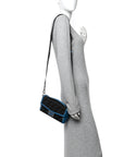 Recycled Fabric Jacquard Vitello King FF 1974 Baguette Soft Trunk Asfalto Black Fiordaliso