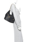 Washed Denim Quilted Small CHNL 25 Handbag Black