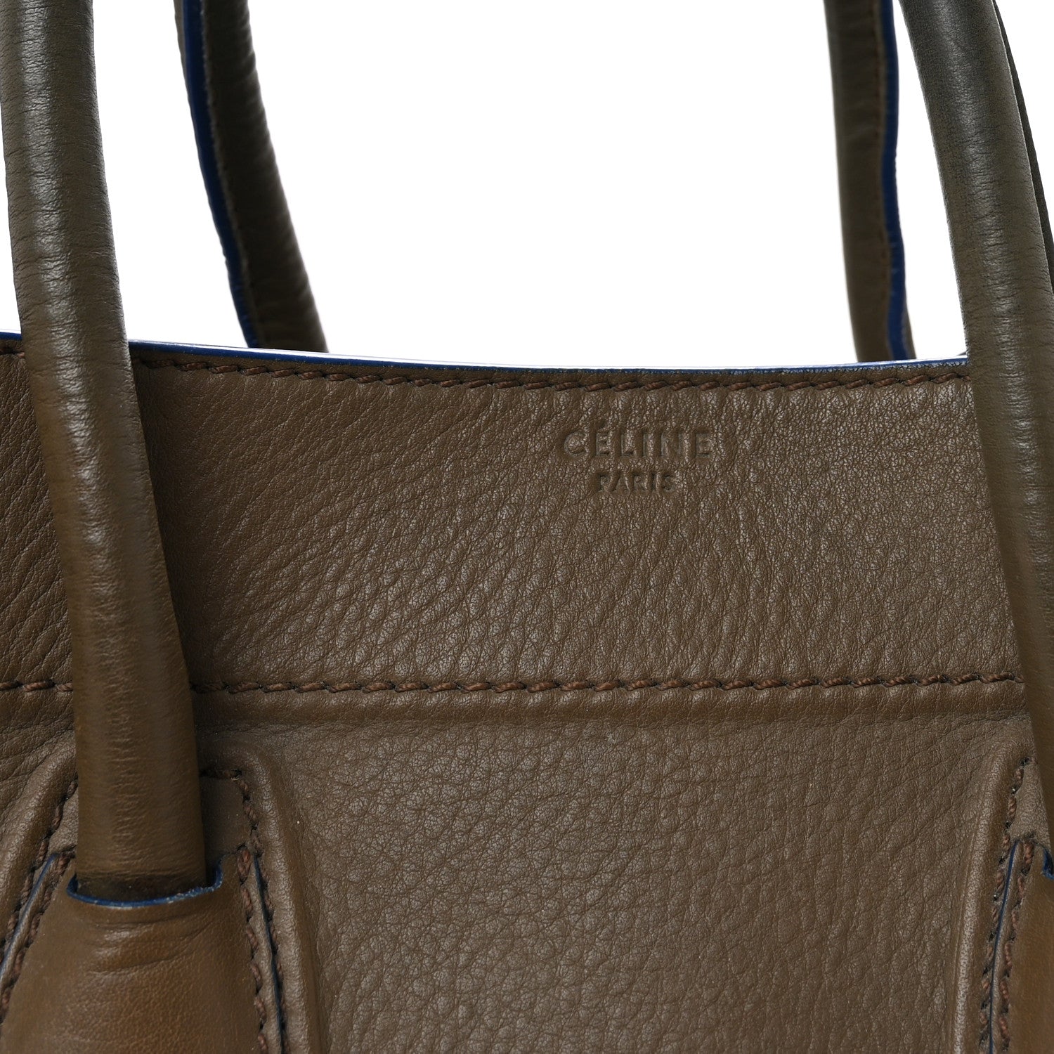 Baby Grained Medium Phantom Luggage Taupe Blue Trim