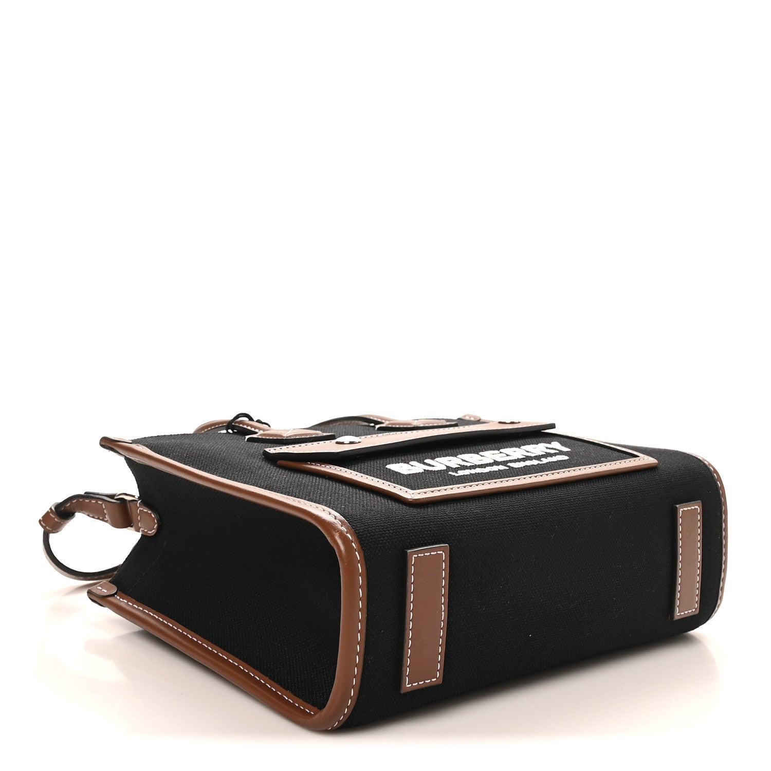 Canvas Smooth Calfskin Mini Two Tone Freya Tote Black Tan