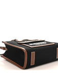 Canvas Smooth Calfskin Mini Two Tone Freya Tote Black Tan