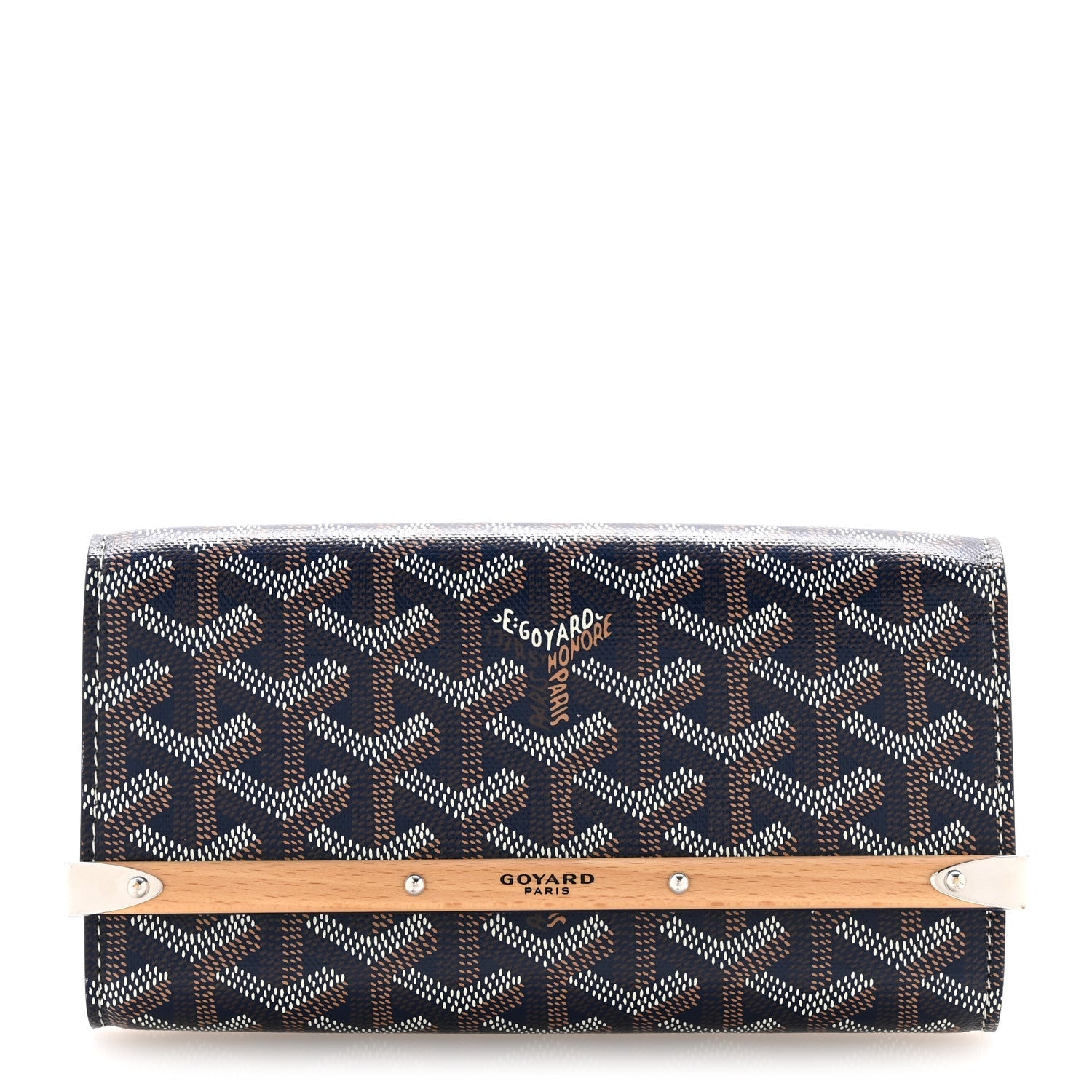 Goyardine Monte Carlo Bois Clutch Navy