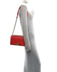 Lambskin Chevron Chain Stitched Medium Boy Flap Red