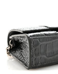 Shiny Calfskin Crocodile Embossed Hourglass Chain Bag Gris