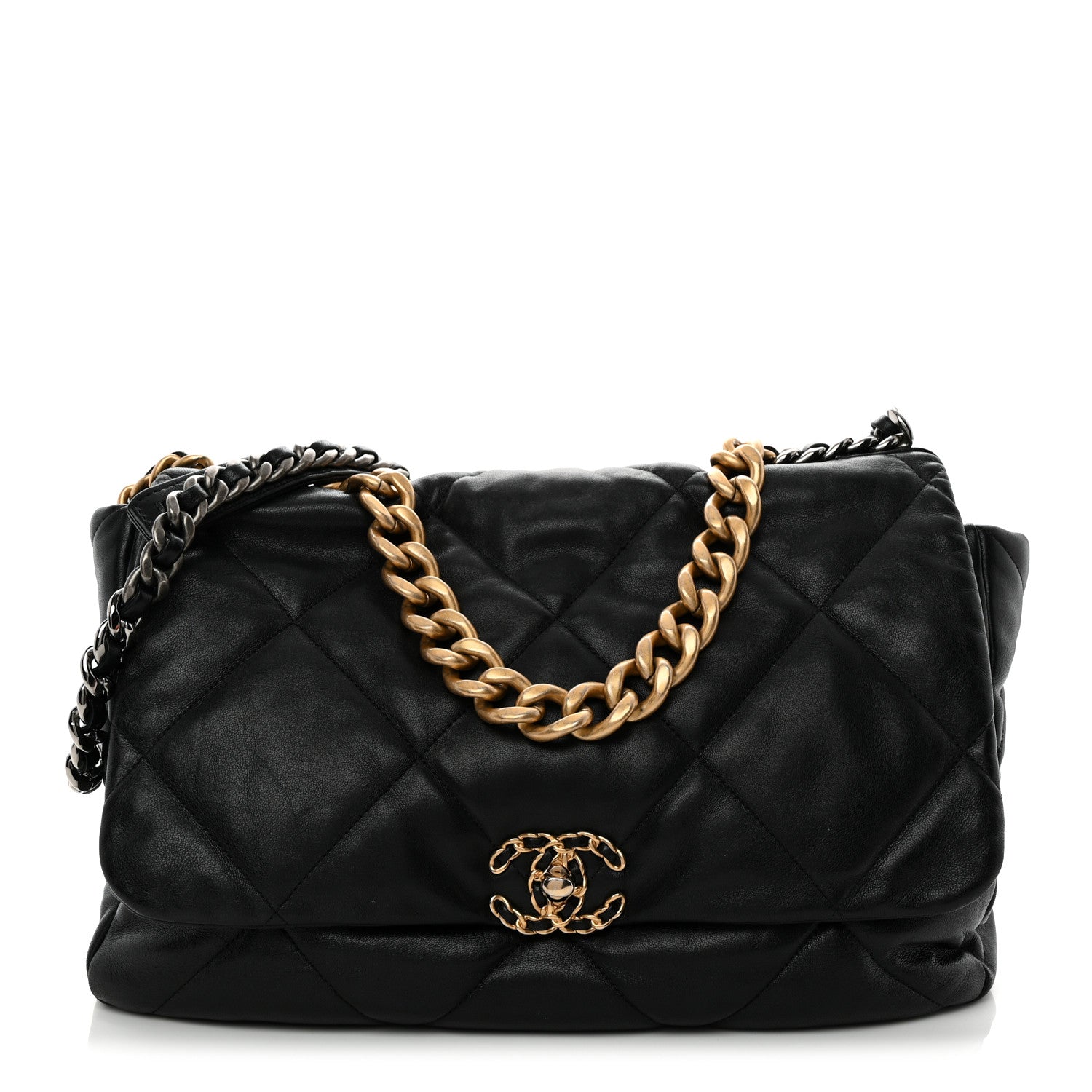 Goatskin Quilted Maxi CHNL 19 Flap Black