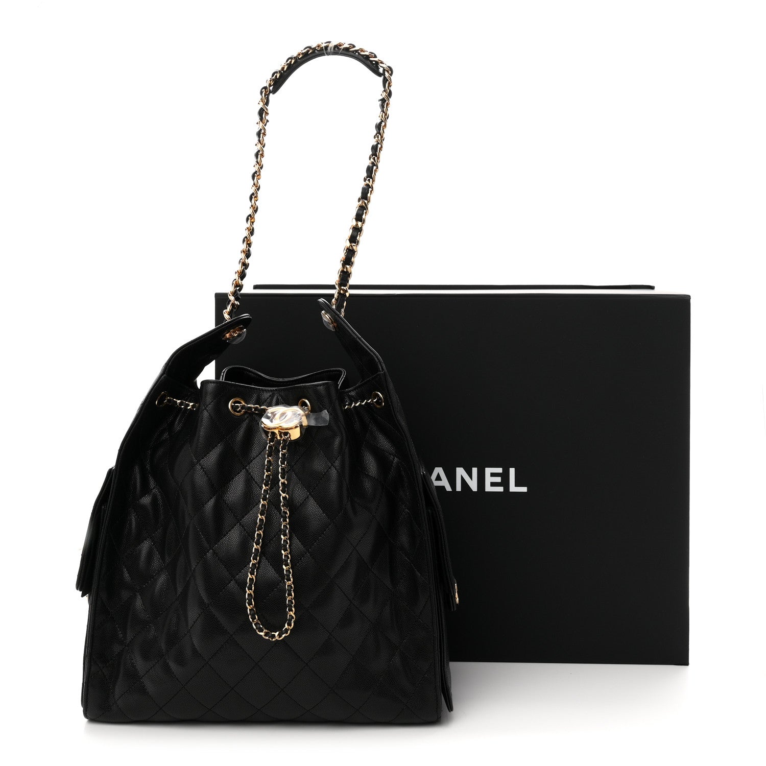 Caviar Quilted Medium CHNL 25 Handbag Black