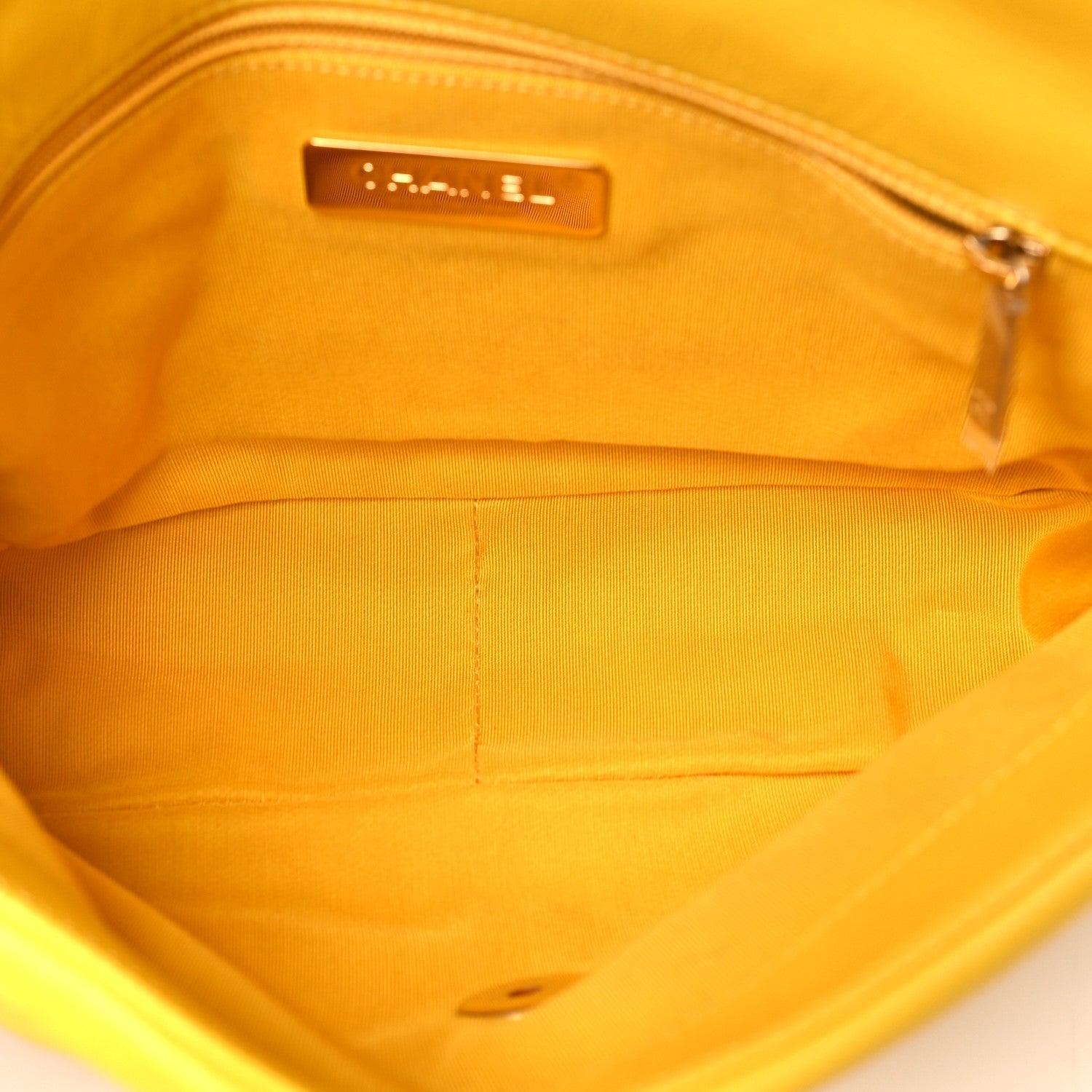 Shiny Goatskin Quilted Medium CHNL 19 Flap Yellow