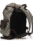 GG Supreme Monogram Medium Ophidia Double Buckle Backpack Brown