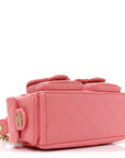 Shiny Lambskin Quilted Trendy Pockets Hobo Coral Pink
