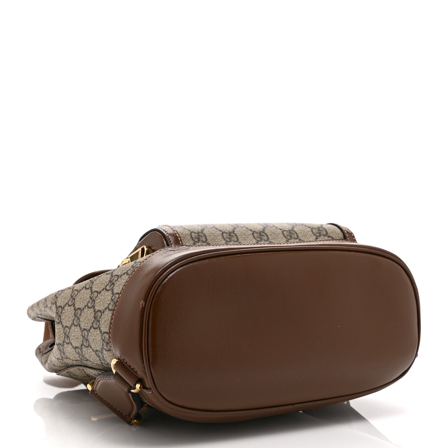 GG Supreme Monogram Azalea Calfskin Retro Interlocking G Buckle Backpack Beige Ebony Brown Sugar