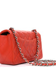 Lambskin Quilted Mini Rectangular Flap Red