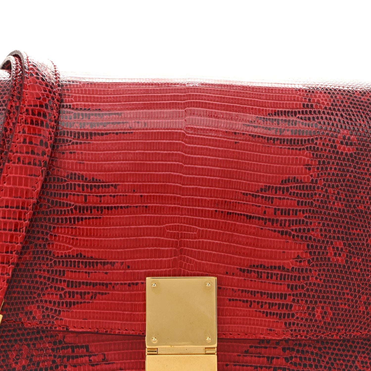 Lizard Medium Classic Box Flap Bag Ruby