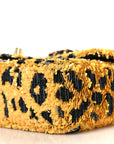 Sequin Mixed Fibers Leopard Print Mini Rectangular Flap Black Orange