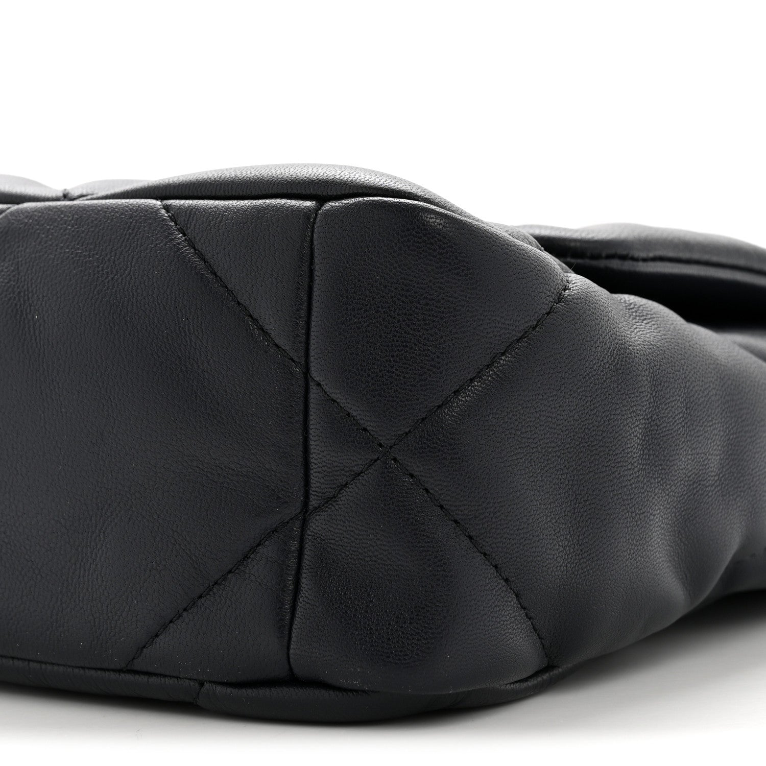 Goatskin Quilted Medium CHNL 19 Flap Navy Blue