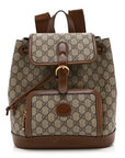 GG Supreme Monogram Azalea Calfskin Retro Interlocking G Buckle Backpack Beige Ebony Brown Sugar